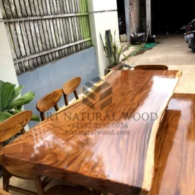 sett meja makan kayu besar-set meja makan alami-meja kayu besar-meja kayu trembesi-meja kayu jati-meja makan kayu solid
