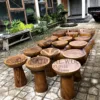 stool bulat kayu solid trembesi-stool bundar kayu solid-kursi kecil kayu