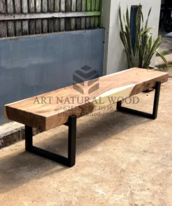 bangku kayu kaki besi-bangku meja makan-bangku kayu solid-bangku kayu trembesi-bangku industrial