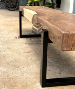 bangku kayu kaki besi-bangku meja makan-bangku kayu solid-bangku kayu trembesi-bangku industrial