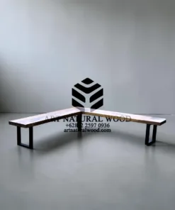 bangku sudut kayu solid-bangku kayu trembesi-bangku minimalis kayu trembesi-bangku industrial kayu trembesi