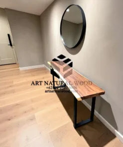 console table kayu solid trembesi-meja konsul kayu trembesi-meja konsul kaki besi-console table jayu utuh-industrial console table