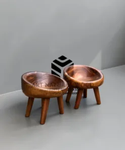 kursi teras kayu solid trembesi-kursi bundar kayu utuh-kursi bulat