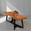 meja industrial kayu trembesi solid-meja makan industrial-meja cafe industrial-meja makan kayu solid-meja makan kayu utuh-meja kayu besar