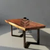 meja makan kaki besi kayu trembesi-meja kayu besar-meja makan industrial-meja makan minimalis-meja kayu tebal-meja makan antik-meja kayu alami
