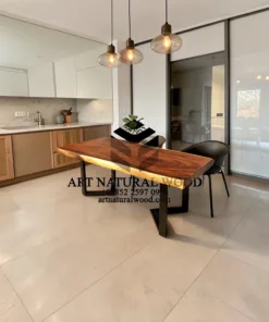 meja makan kaki besi kayu trembesi-meja kayu besar-meja makan industrial-meja makan minimalis-meja kayu tebal-meja makan antik-meja kayu alami