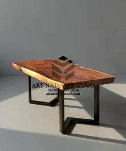 meja makan kaki besi kayu trembesi-meja kayu besar-meja makan industrial-meja makan minimalis-meja kayu tebal-meja makan antik-meja kayu alami
