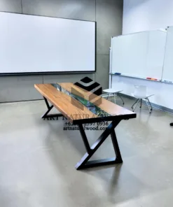 meja rapat kantor kayu trembesi-meja kayu besar-meja resin kayu-meja meeting kaayu-meja kaki besi-meja meeting kantor-meja rapat minimalis