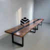 meja resin kayu trembesi-meja kayu besar-meja meeting kantor kayu besar-meja rapat-meja river kayu
