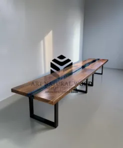 meja resin kayu trembesi-meja kayu besar-meja meeting kantor kayu besar-meja rapat-meja river kayu