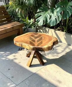 meja tamu bundar alami kayu trembesi-coffee table bulat natural-meja tamu kayu utuh-coffee table kayu alami