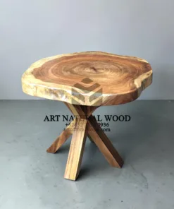 meja tamu bundar alami kayu trembesi-coffee table bulat natural-meja tamu kayu utuh-coffee table kayu alami