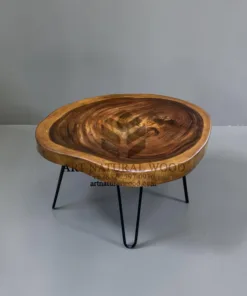 meja tamu kayu trembesi bundar-coffee table bundar-meja kopi bundar-meja tamu bulat-meja tamu kaki besi-meja kayu besar
