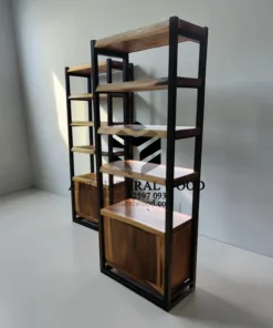 rak kayu serbaguna-rak kayu industrial-rak kayu besi-rak buku kayu