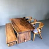 set meja makan alami-meja kayu besar-meja kayu trembesi-meja kayu jati-meja makan kayu solid