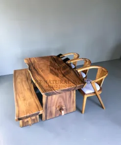set meja makan alami-meja kayu besar-meja kayu trembesi-meja kayu jati-meja makan kayu solid