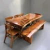 sett meja makan kayu besar-set meja makan alami-meja kayu besar-meja kayu trembesi-meja kayu jati-meja makan kayu solid