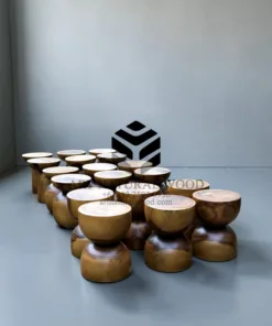 STOOL BULAT KAYU SOLID TREMBESI