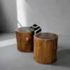 stool bulat kayu utuh trembesi