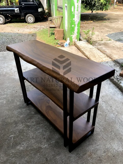 console table minimalis kayu trembesi-meja konsul minimalis-meja industrial design