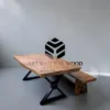 meja bangku makan minimalis-meja kayu besar-meja makan industrial-meja makan kayu trembesi-meja suar-meja makan kayu tebal