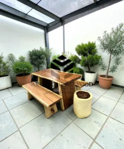 meja cafe kayu alami-meja cafe minimalis-meja kayu natural-meja trembesi soolid-meja kayu solid