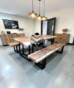 meja makan kayu minimalis trembesi-meja makan minimalis-meja makan industrial