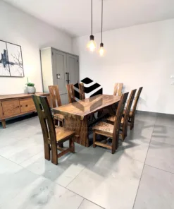 meja makan kayu trembesi minimalis-meja makan kayu-meja kayu besar-meja kayu tebal