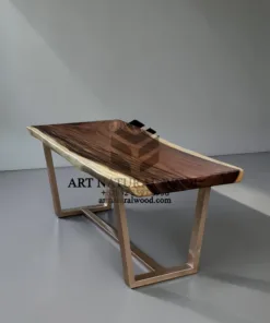 meja minimalis kayu trembesi-meja makan kayu solid-meja kayu besar-meja kaki besi-meja makan industrial