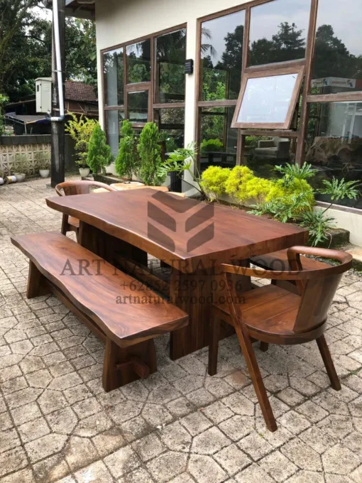 meja makan minimalis kayu utuh-meja kayu besar-meja makan kayu uth