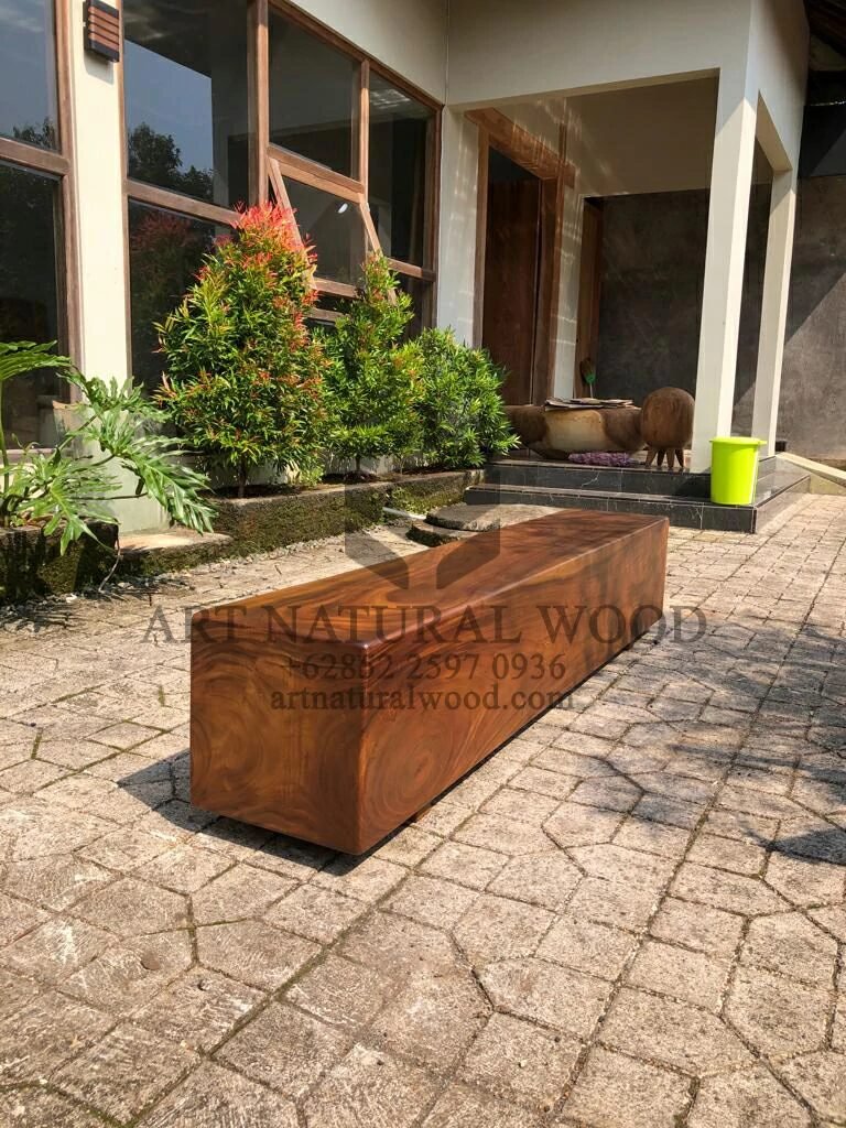 bangku balok kayu trembesi-bangku balok kayu utuh-bangku kayu utuh