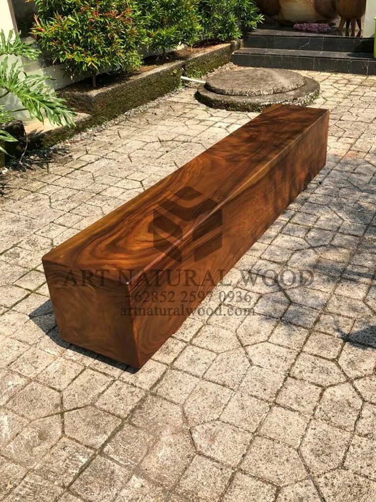 bangku balok kayu trembesi-bangku balok kayu utuh-bangku kayu utuh