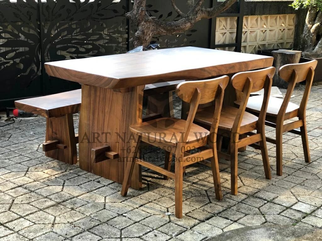 meja makan kayu suar-meja makan trembesi-meja kayu besar-meja kayu alamai