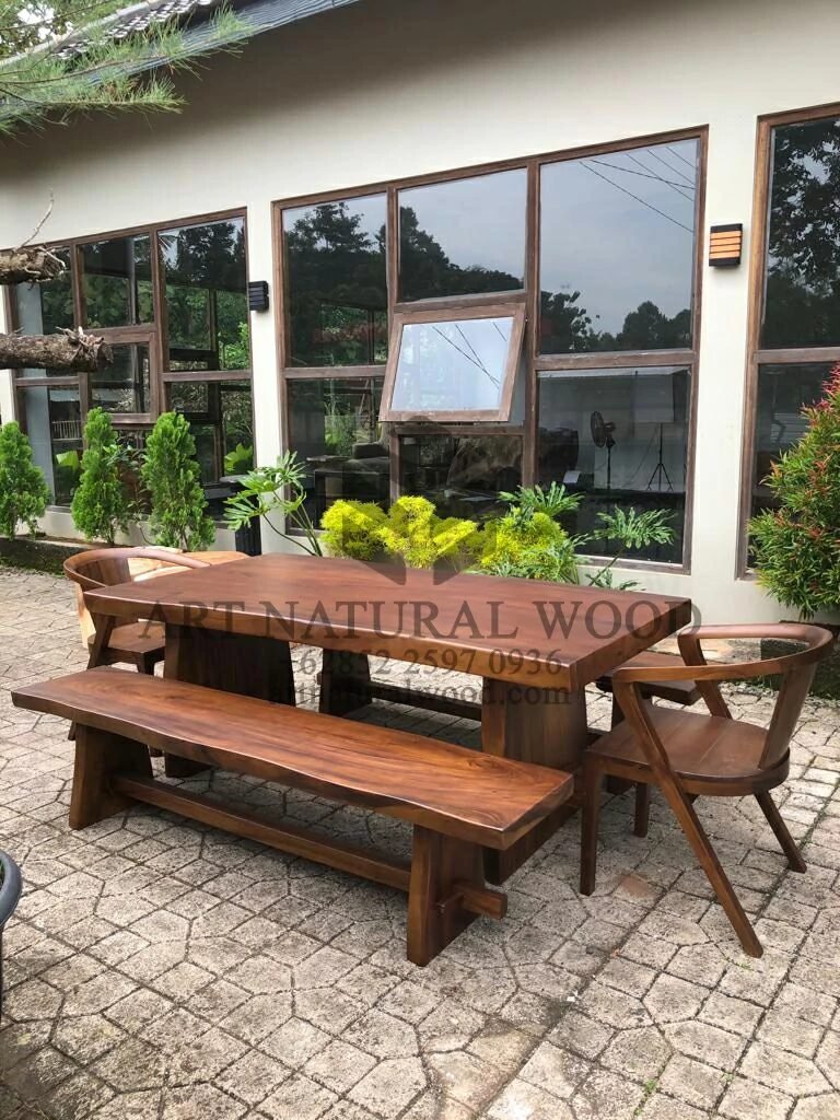 meja makan minimalis kayu utuh-meja kayu besar-meja makan kayu uth
