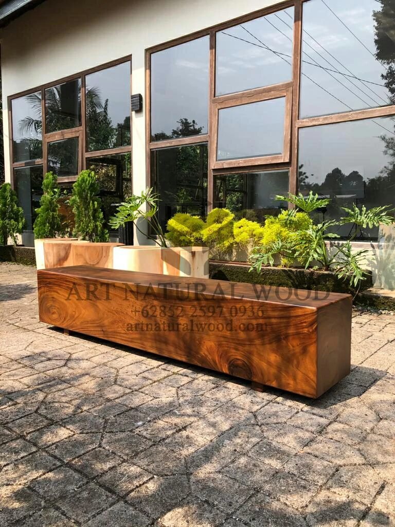 bangku balok kayu trembesi-bangku balok kayu utuh-bangku kayu utuh