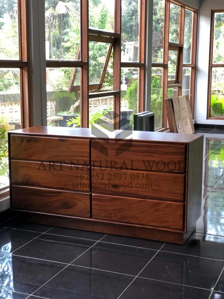 bufet laci minimalis kayu trembesi-bufet 6 laci-bufet minimalis kayu-bufet jati