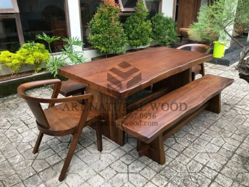 meja makan minimalis kayu utuh-meja kayu besar-meja makan kayu uth