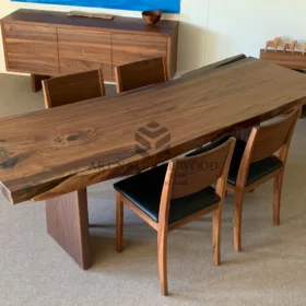 meja makan kayu trembesi besar-meja makan kayu solid-meja kayu besar