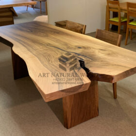 meja makan kayu trembesi natural-meja makan natural-meja kayu alami-meja kayu besar