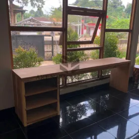 meja kantor minimalis kayu trembesi-meja biro kantor-meja kerja minimalis-meja kantor panjang
