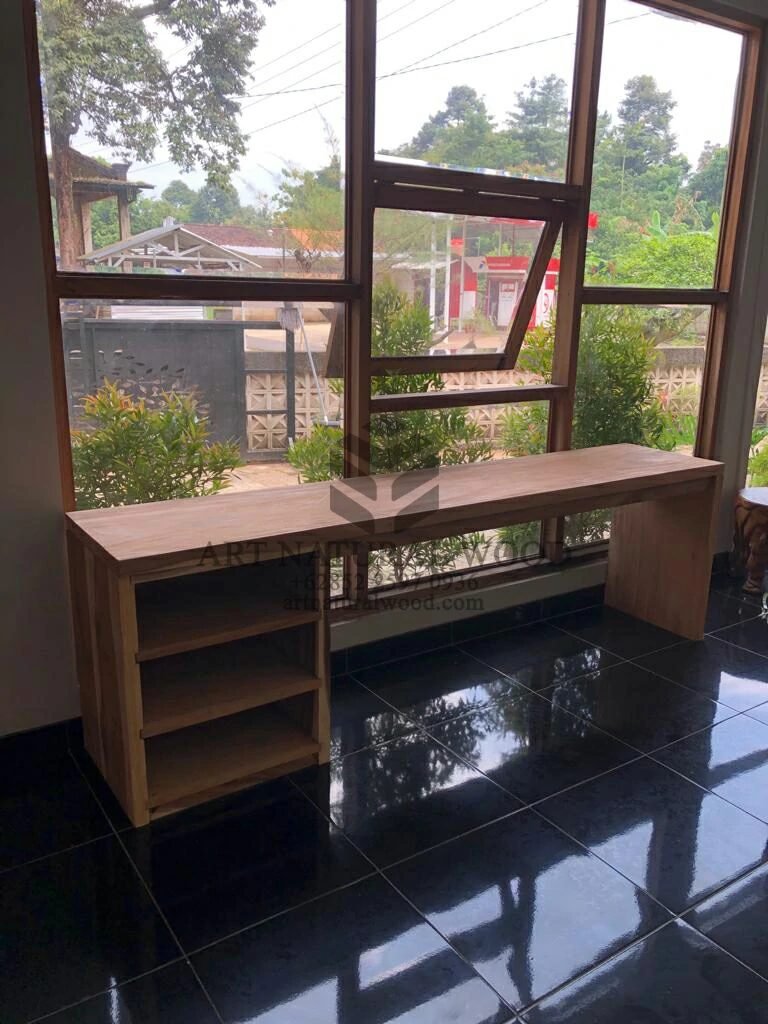 meja kantor minimalis kayu trembesi-meja biro kantor-meja kerja minimalis-meja kantor panjang
