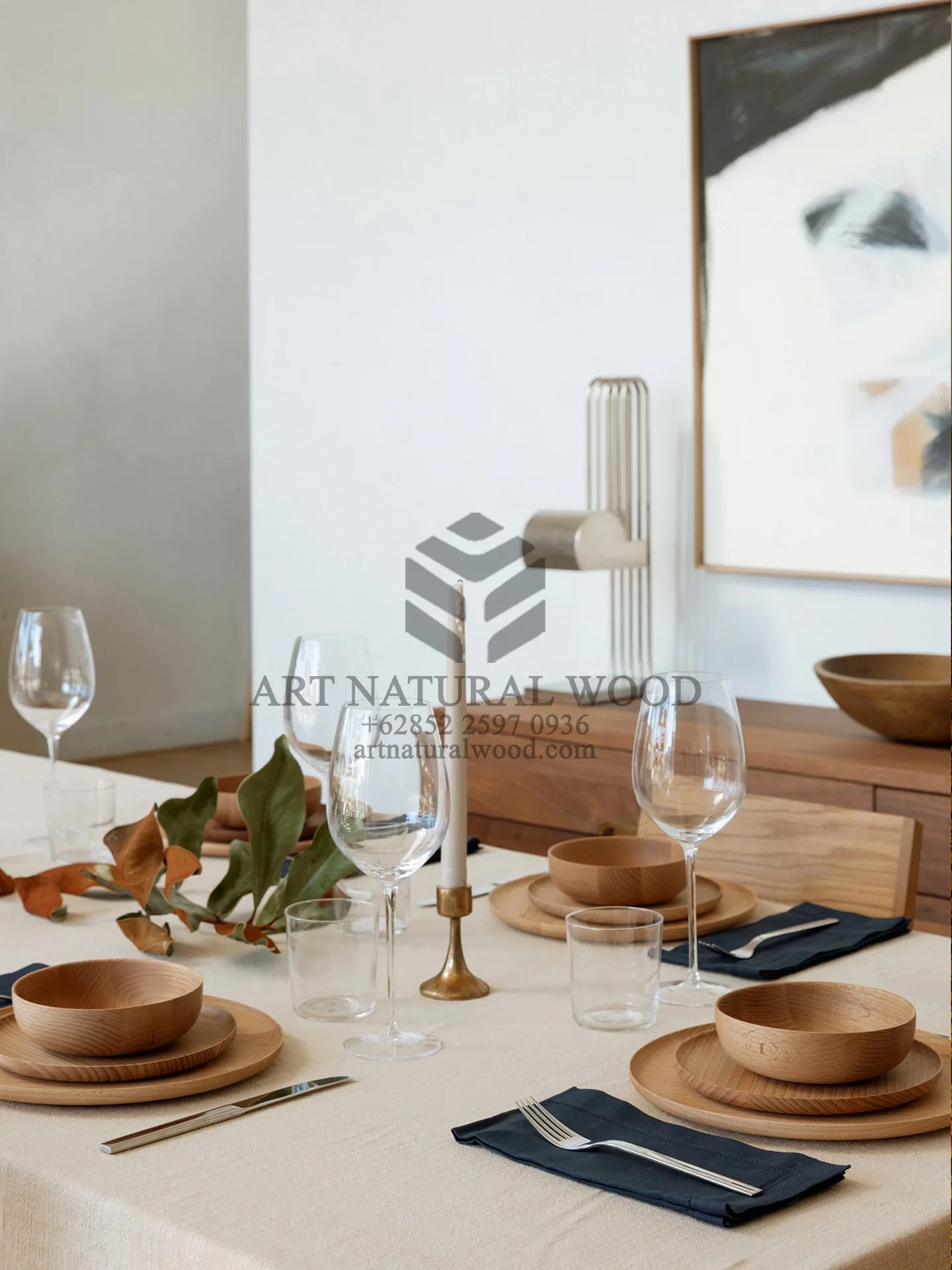 tatakan piring kayu-tableware kayu-alas piring dari kayu-peralatan makan dari kayu
