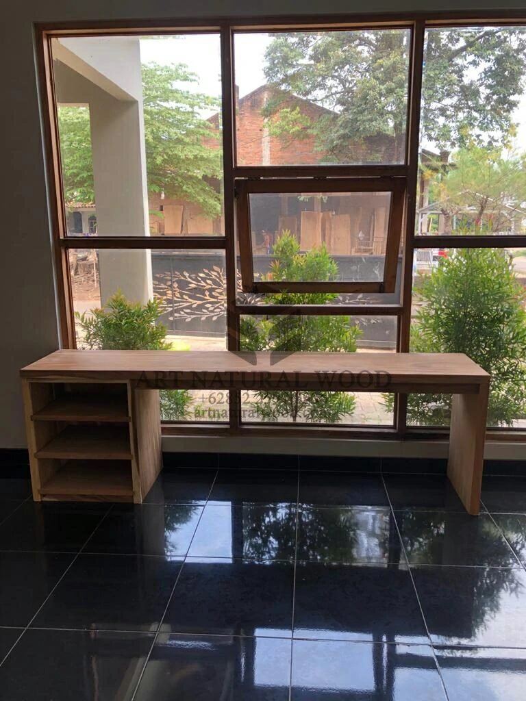 meja kantor minimalis kayu trembesi-meja biro kantor-meja kerja minimalis-meja kantor panjang