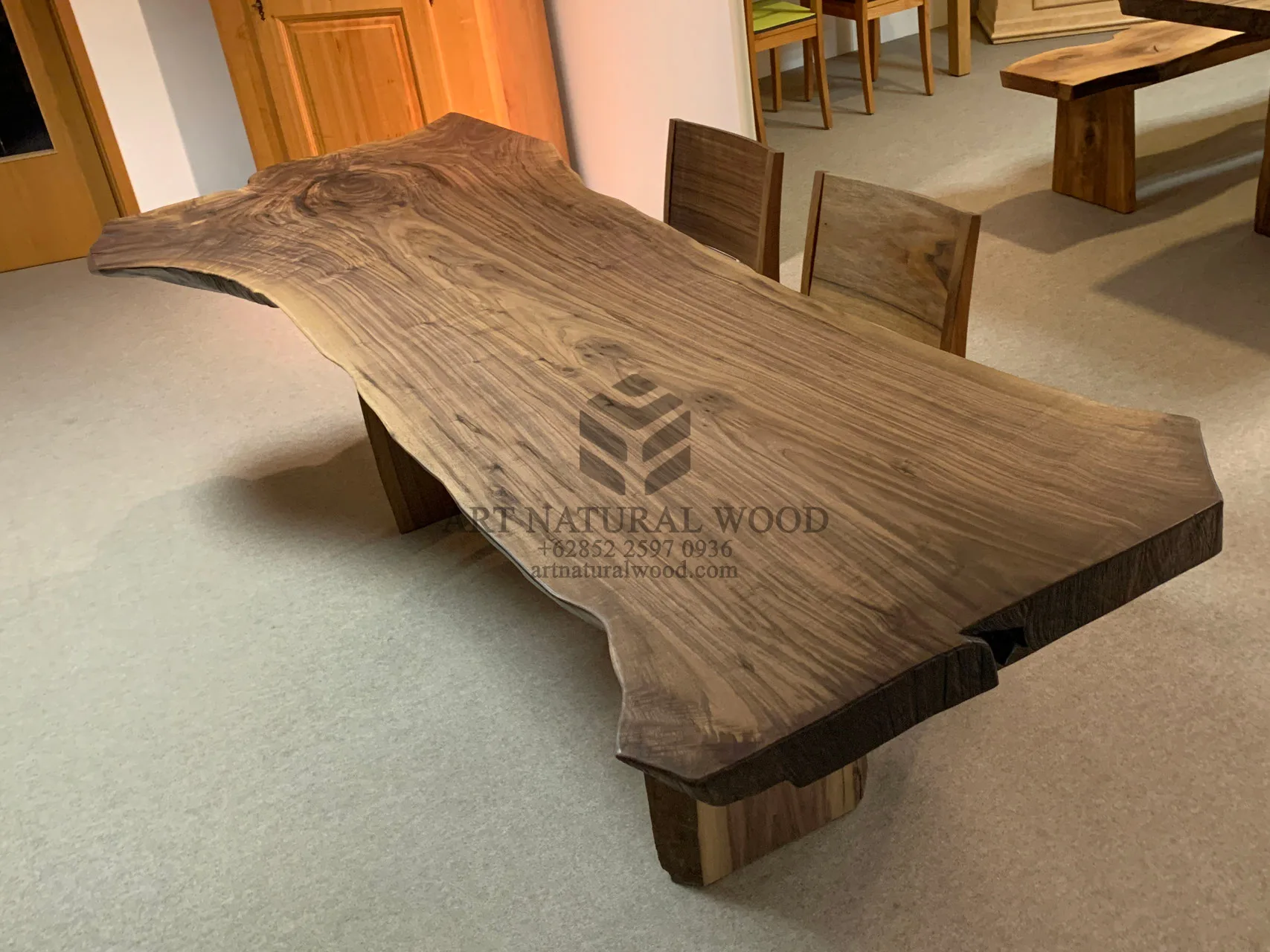 meja rapat minimalis kayu trembesi-meja meeting kayu solid-meja kantor-conference table