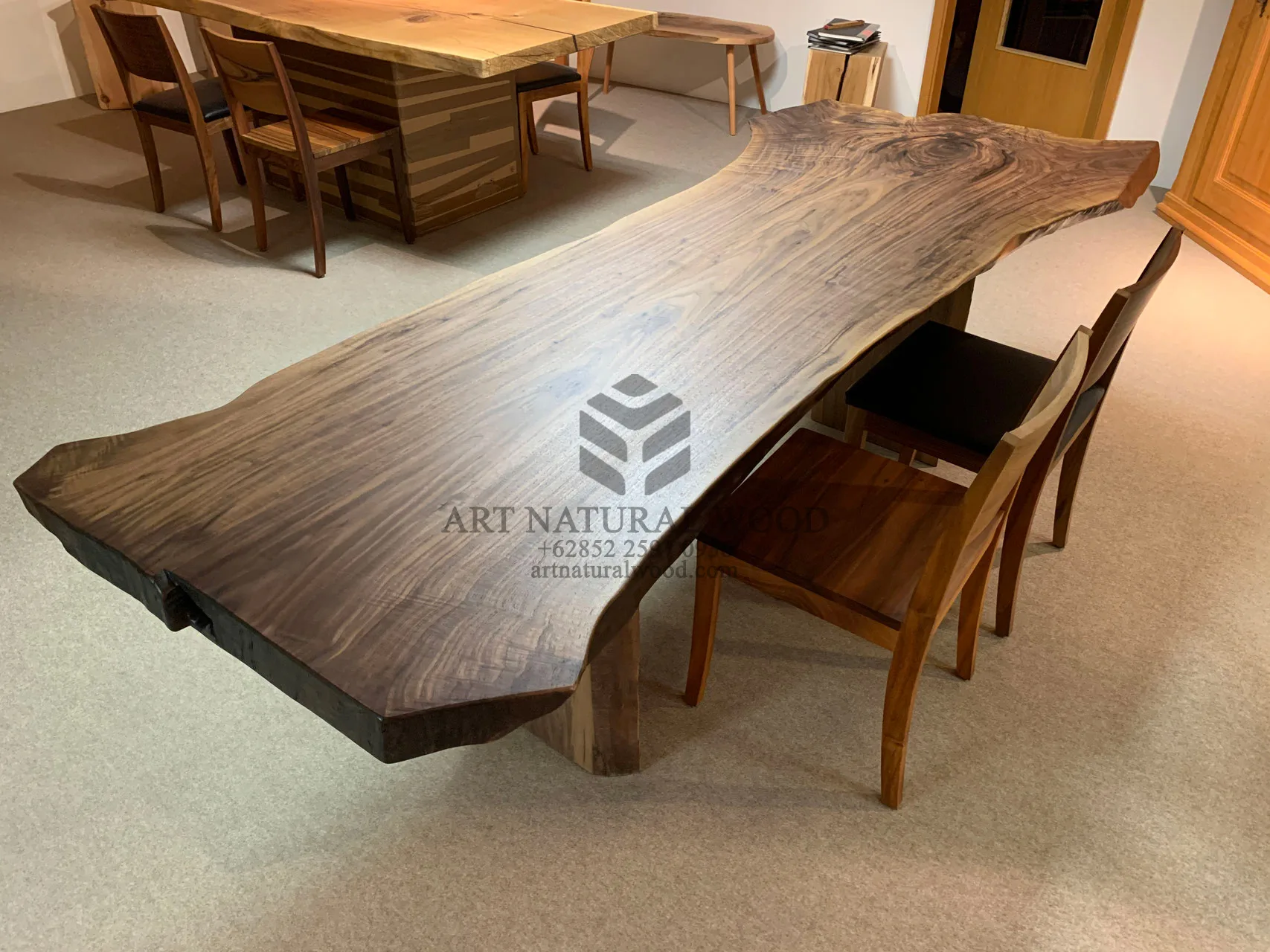 meja rapat minimalis kayu trembesi-meja meeting kayu solid-meja kantor-conference table