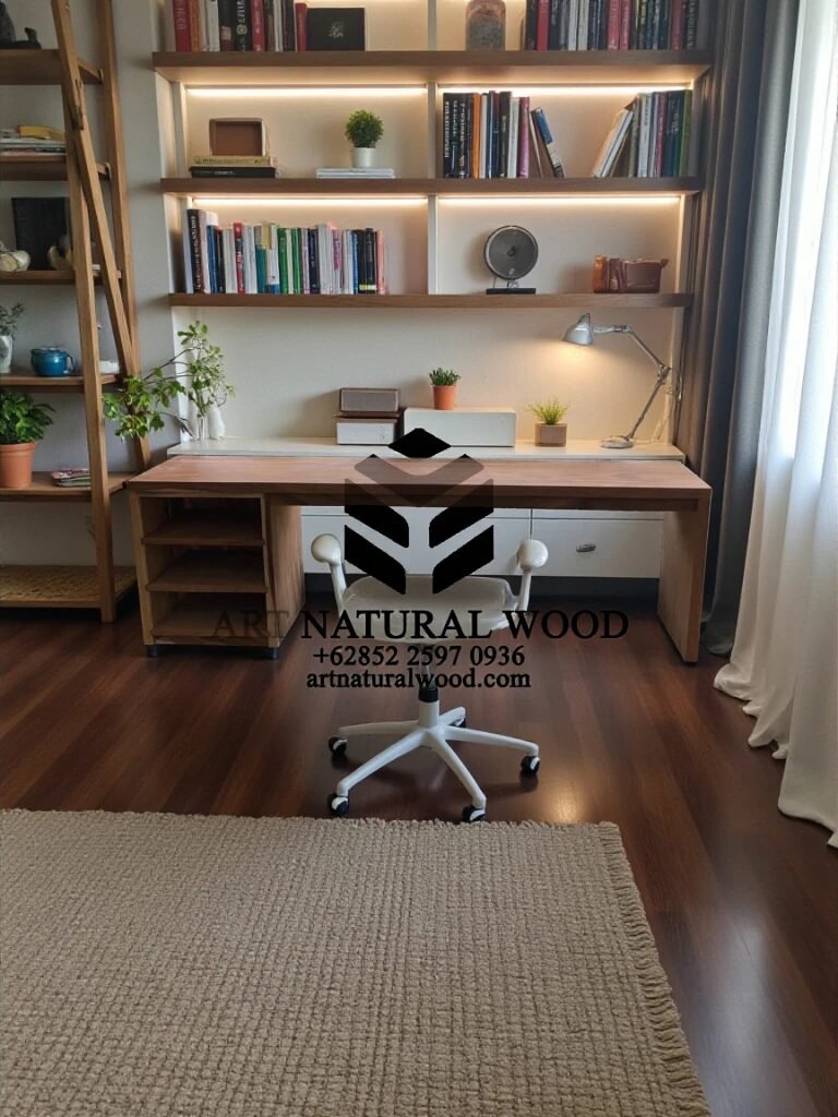 meja kantor minimalis kayu trembesi-meja biro kantor-meja kerja minimalis-meja kantor panjang