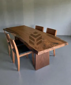meja makan kayu trembesi besar-meja makan kayu solid-meja kayu besar