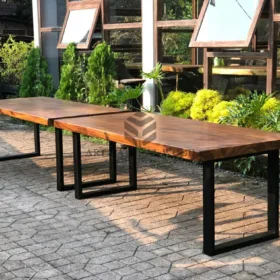 meja trembesi-meja trembesi desain minimalis-meja makan kayu trembesi minimalis