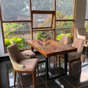 meja cafe minimalis-meja cafe kayu solid-meja kayu solid-kursi makan mewah