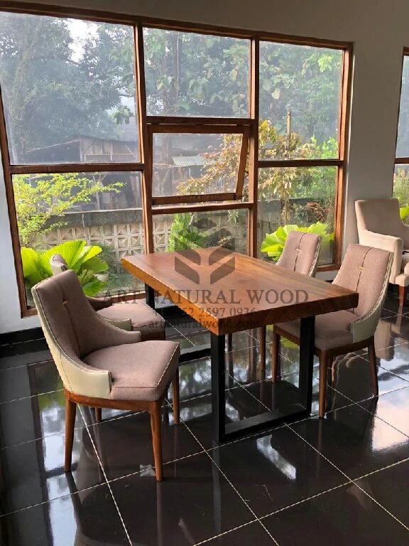 meja cafe minimalis-meja cafe kayu solid-meja kayu solid-kursi makan mewah